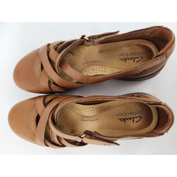 Clarks Sandals Roseville Step Women's Size 8.5 Mary Jane Strappy‎ Brown Shoes - Picture 7 of 11